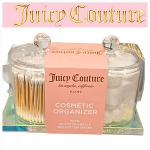 Juicy Couture Home Acrylic Cosmetic Organizer & Tray w/Cotton Balls & Swabs